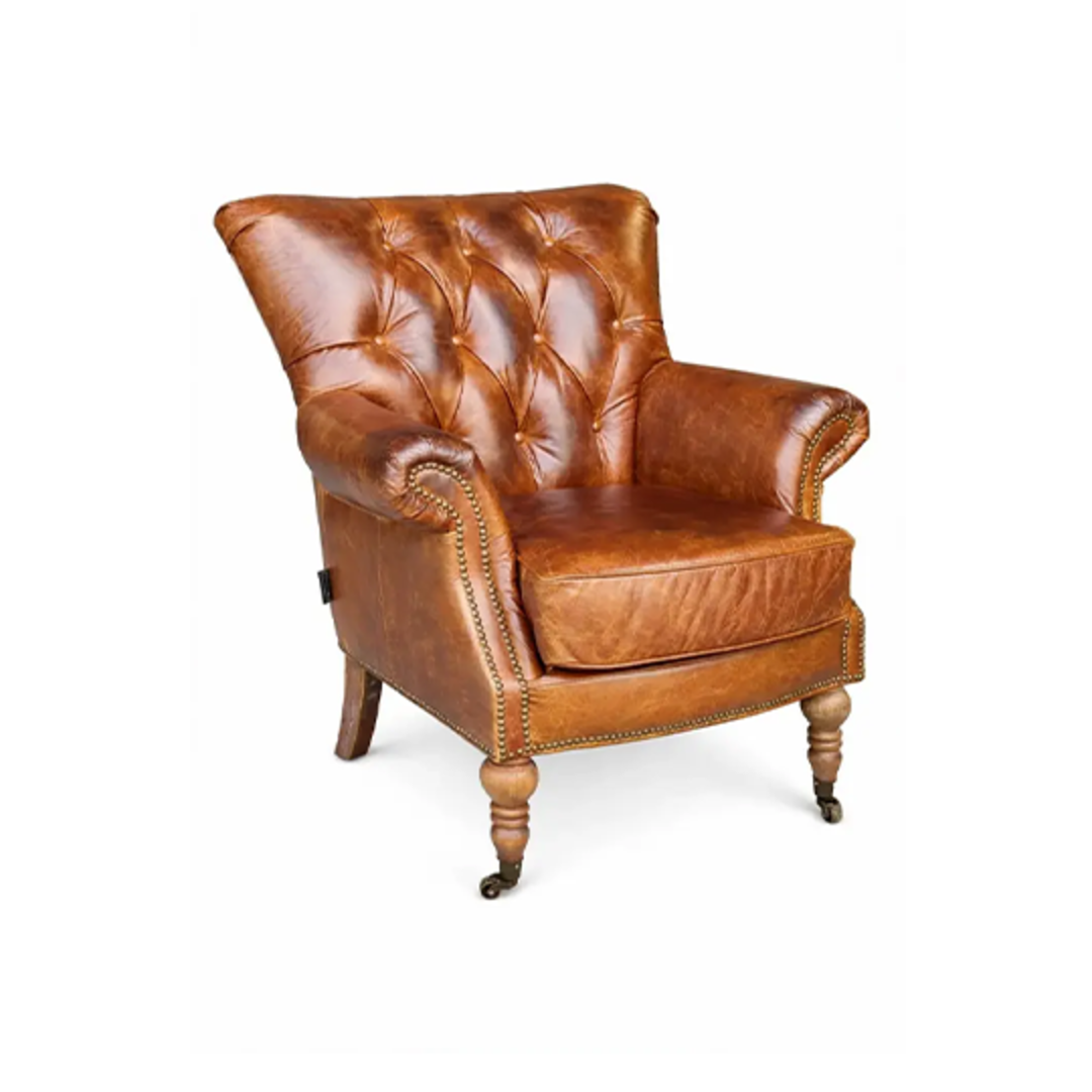 Harrington Aged Full Grain Leather Chair - Vintage Tan image 1